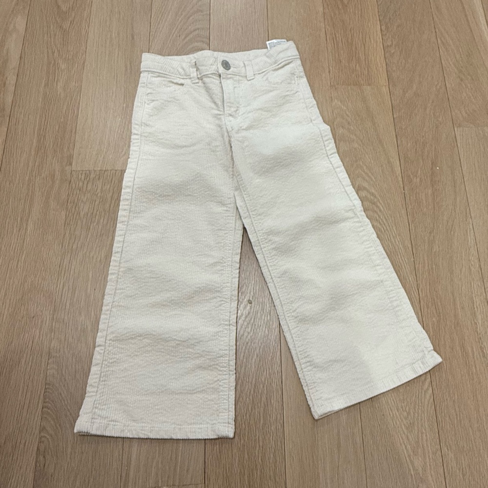 H&M Kids girls Cream Wide-Leg corduroy Pants 4T